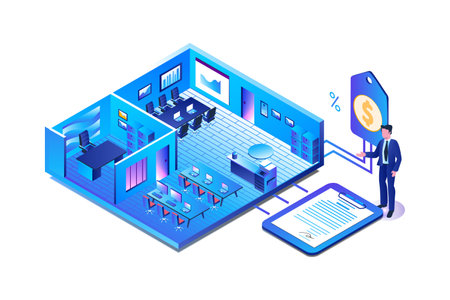 Office Rental Service - Isometric Vectorのイラスト素材