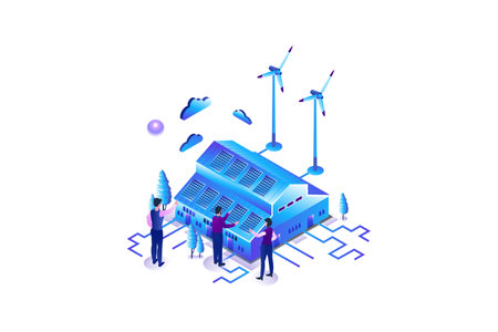 Clean Energy Project - Isometric Vectorのイラスト素材