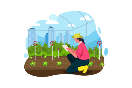 Smart Farming - Agricultural Data Collection Illustrationのイラスト素材