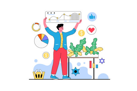 Business Chart Analyst - Flat Vectorのイラスト素材