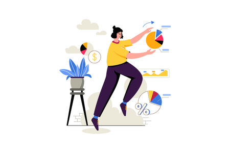 Profit Chart In Business - Flat Vectorのイラスト素材