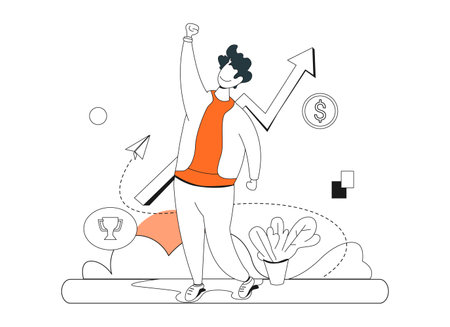 Job Success. Flat vector illustrationsのイラスト素材