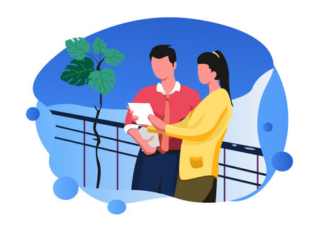 After-hours exchanges, Flat vector illustrationのイラスト素材