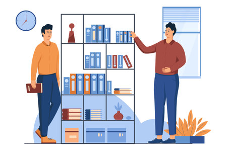 Business Bookcase Vector Illustration Flatのイラスト素材