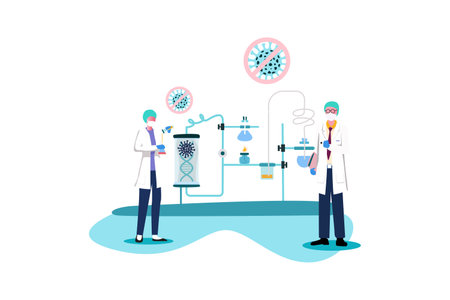 Researcher Found The Vaccine of Coronavirus Flatのイラスト素材