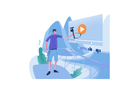 Vlogging Travel  Marketing Landing Pageのイラスト素材