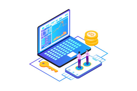 Bitcoin Transactions Cryptocurrency Flat Vectorのイラスト素材