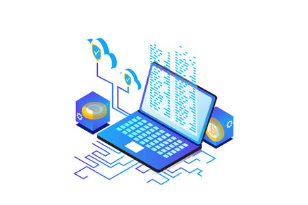 Secure Storage Cryptocurrency Flat Vectorのイラスト素材