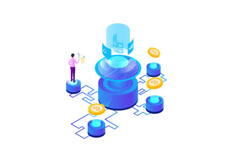 Isometric Bitcoin Cryptocurrency Flat Vectorのイラスト素材