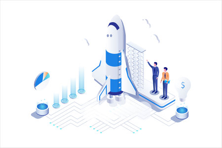 Startup Business Isometric flat vectorのイラスト素材