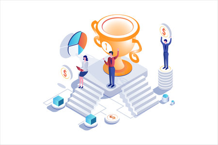 Success Solutions Isometric flat vectorのイラスト素材