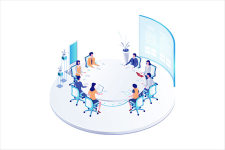 Business Meeting Isometric flat vectorのイラスト素材