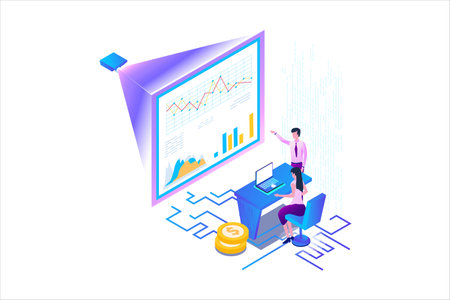 Analysis Marketing Isometric Flat Vectorのイラスト素材