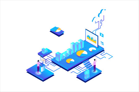 Data Analysis Isometric Flat Vectorのイラスト素材