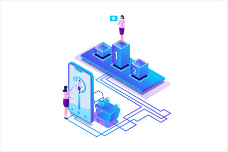 Top Seo Marketing Isometric Flat Vectorのイラスト素材