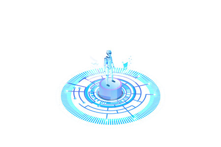 Artificial intelligence with virtual cables Isometric Conceptのイラスト素材