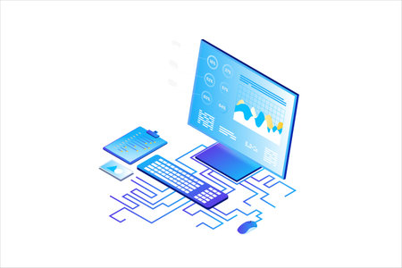 Charts for Strategy Isometric Flat Vectorのイラスト素材