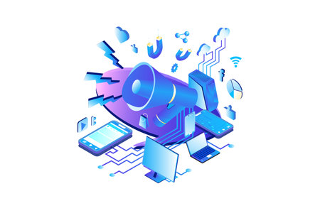 Digital Marketing Isometric Conceptのイラスト素材