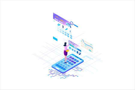 Shopping Isometric Flat Vectorのイラスト素材