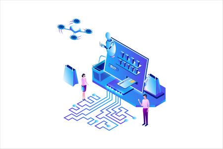 Shopping Isometric Flat Vectorのイラスト素材