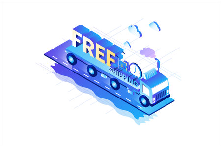 Free Shipping Isometric Flat Vectorのイラスト素材