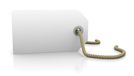 White tag with hole and rope to fill with letteringの写真素材