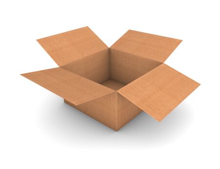 Opened and empty cardboard box isolated in a white background