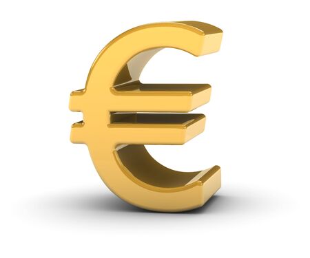 Golden euro sign on a white background. Part of a series.の写真素材