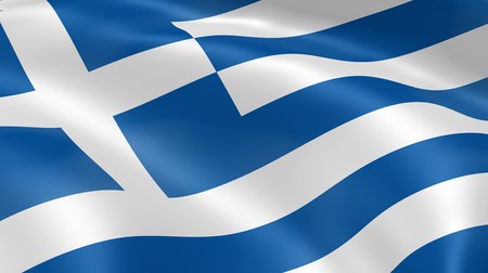 Greece flag in the wind. Part of a series.の写真素材