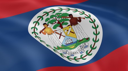 Belizean flag in the wind. Part of a series.の写真素材