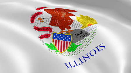 Illinoisan flag in the wind. Part of a series.の写真素材