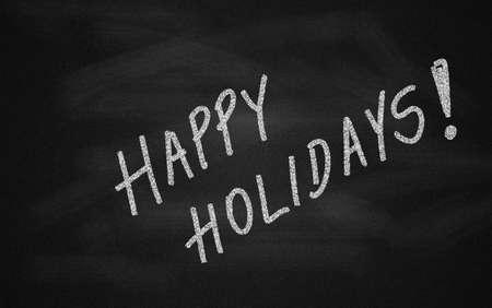 Chalkboard with Happy Holidays messageの写真素材