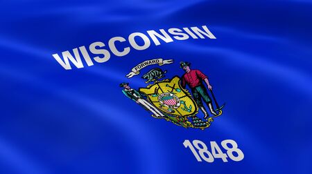Wisconsinite flag in the wind. Part of a series.の写真素材