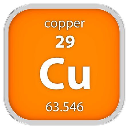 Copper material on the periodic table. Part of a series.の写真素材