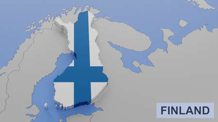 Finland map 3D illustration. 3D rendering image and part of the series.の写真素材