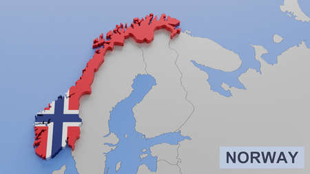Norway map 3D illustration. 3D rendering image and part of the series.の写真素材