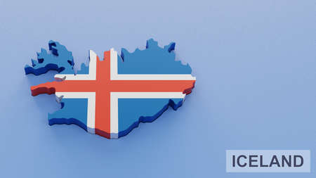 Iceland map 3D illustration. 3D rendering image and part of the series.の写真素材