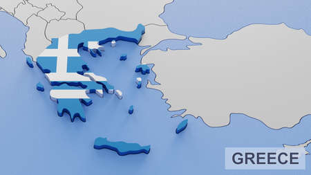 Greece map 3D illustration. 3D rendering image and part of the series.の写真素材