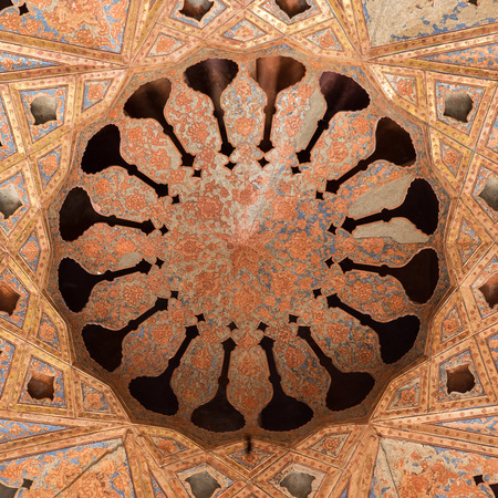 The Music Hall of the Ali Qapu Palace, a grand palace in Isfahan, Iran. It is located on the western side of the Naqsh e Jahan Square, opposite to Sheikh Lotfollah Mosque.のeditorial素材