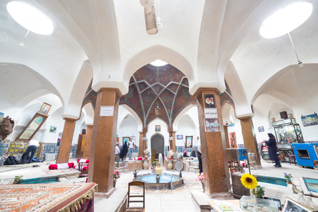 Carpet shop in the old Bazaar of Kashan, in Iran