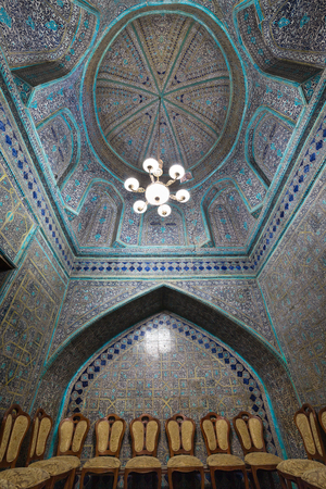 Mausoleum of Makhmud Pakhlavan in the fortress Ichon-Qala, the old town of Khiva, in Uzbekistan.のeditorial素材