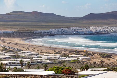 Caleta de Famara, in Lanzarote, Canary Islands, in Spainの写真素材