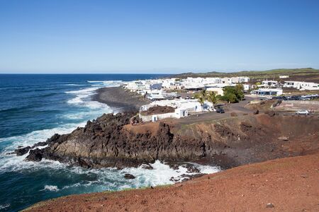 LANZAROTE, SPAIN - NOVEMBER 28, 2016:  view of El Golfo, near the green lagoon, in Lanzarote, Canary Islands, Spainのeditorial素材