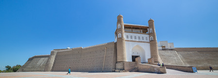 BUKHARA, UZBEKISTAN - AUGUST 26, 2016:  Ark Citadel of Bukhara, a massive fortress located in the city of Bukhara, Uzbekistan that was initially built and occupied around the 5th century AD.のeditorial素材