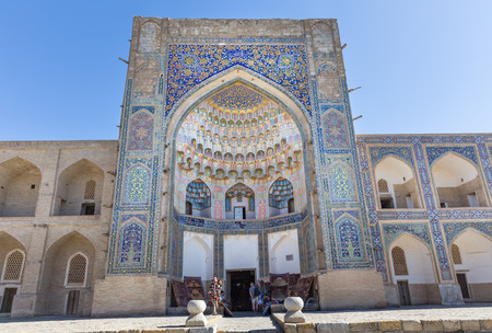 BUKHARA, UZBEKISTAN - AUGUST 26, 2016: view of Abdul Aziz Khan Medressa - Museum of Wood Carving Art of Bukhara, in Uzbekistanのeditorial素材