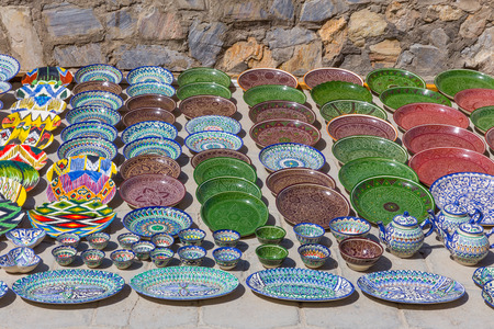 Typical ceramics of Bukhara, in Uzbekistanの写真素材