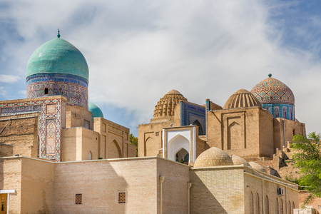 SAMARKAND, UZBEKISTAN - AUGUST 29, 2016: Shah-i-Zinda, the Tomb of the Living King, a stunning avenue of mausoleums in Samarkand, Uzbekistanのeditorial素材