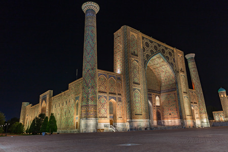 Ulugh Beg Madrasah at night in Samarkand, Uzbekistan Ulugh Beg Madrasah at night in Samarkand, Uzbekistan
