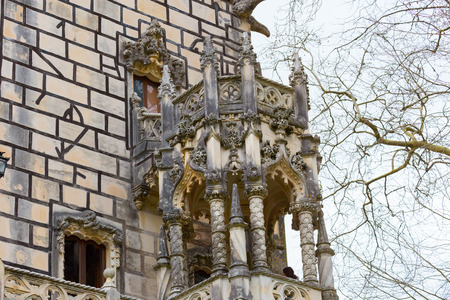Detail of the external facade of the Regaleira Palace (Quinta da Regaleira), Sintra, Portugalのeditorial素材