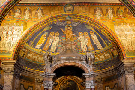 ROME, ITALY - AUGUST 13, 2019: TheÂ Basilica of Saint Praxedes, Rome, Italyのeditorial素材